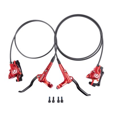 Cyclon MTB Hydraulic Disc Brakes Set, Black/Red Aluminum Alloy Hydraulic Brakes for Mountain Bike Left Front 1000mm Right Rear 1700mm Hydraulic Bicycle Brakes with is/PM Adapter Fit 160mm Rotor