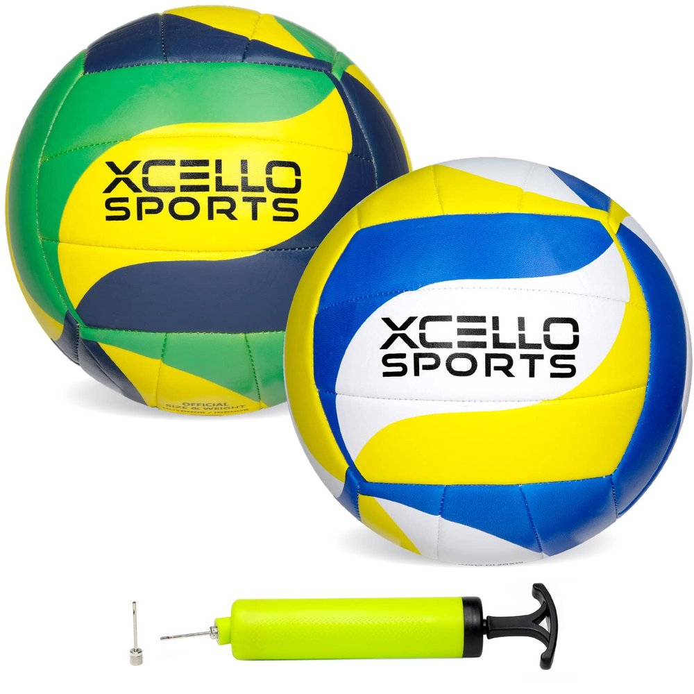 Volleyball Assorted Graphics with Pump Green, Navy, Yellow and Blue, Yellow, White (Pack of 2)