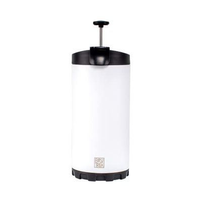 BruTrek by Planetary Design Steel Toe 3.0 Travel Coffee Press - Brew 20 fl.oz On The Go - No Spill Lid, Double Wall Vacuum Insulated Stays Hot for Hours, French Press Coffee (Snowflake White)