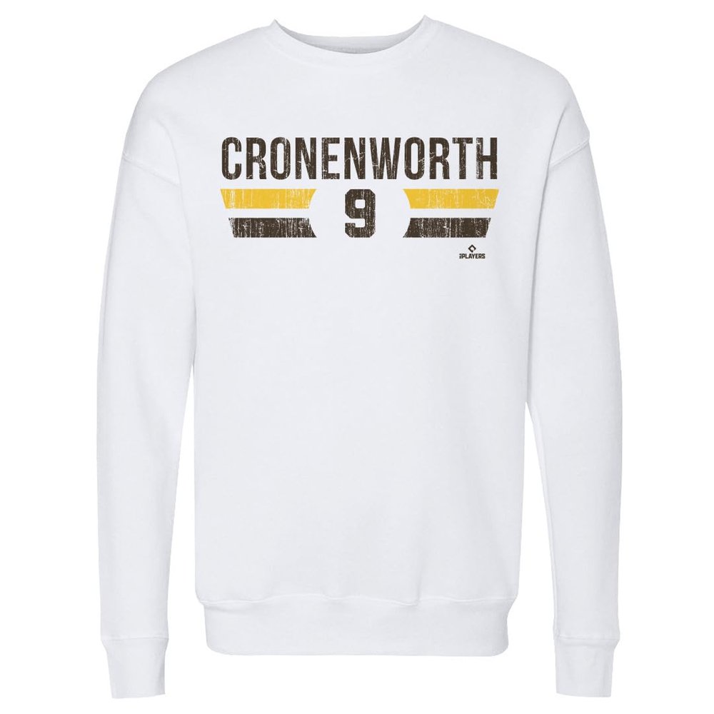 500 LEVEL Jake Cronenworth Sweatshirt (Crew Sweatshirt, XX-Large, White) - Jake Cronenworth San Diego Font