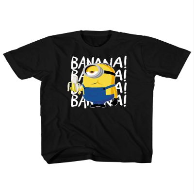 Despicable Me Minions Banana Youth Boys T-Shirt(SM, Black)