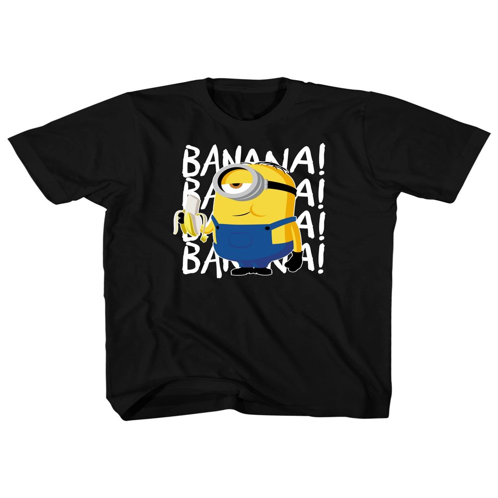 Despicable Me Minions Banana Youth Boys T-Shirt(SM, Black)