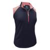 Monterey Club Women's Sun Stripe Contrast Sleeveless Golf Top #2353 (Navy/Venetian Red, X-Large) view 1