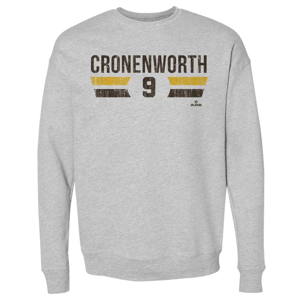 500 LEVEL Jake Cronenworth Sweatshirt (Crew Sweatshirt, XX-Large, Heather Gray) - Jake Cronenworth San Diego Font