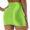 Agoky Womens Slim Fit Oil Glossy Half Slips Skirt Bodycon Micro Mini Skirts Nightwear Fluorescent Green Medium view 4