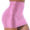 dPois Womens Shimmer Stretchy Micro Mini Skirt Oil Glossy High Waist Bandage Miniskirt Party Clubwear Pink Medium view 1