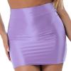 Agoky Womens Slim Fit Oil Glossy Half Slips Skirt Bodycon Micro Mini Skirts Nightwear Purple Medium view 1
