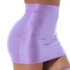 Agoky Womens Slim Fit Oil Glossy Half Slips Skirt Bodycon Micro Mini Skirts Nightwear Purple Medium view 3