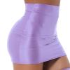 Alvivi Women Oil Shiny Casual High Waist Skirts Club Party Tights Pencil Mini Skirt Lingerie Purple Large view 3