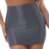 Agoky Womens Slim Fit Oil Glossy Half Slips Skirt Bodycon Micro Mini Skirts Nightwear Grey Large view 1