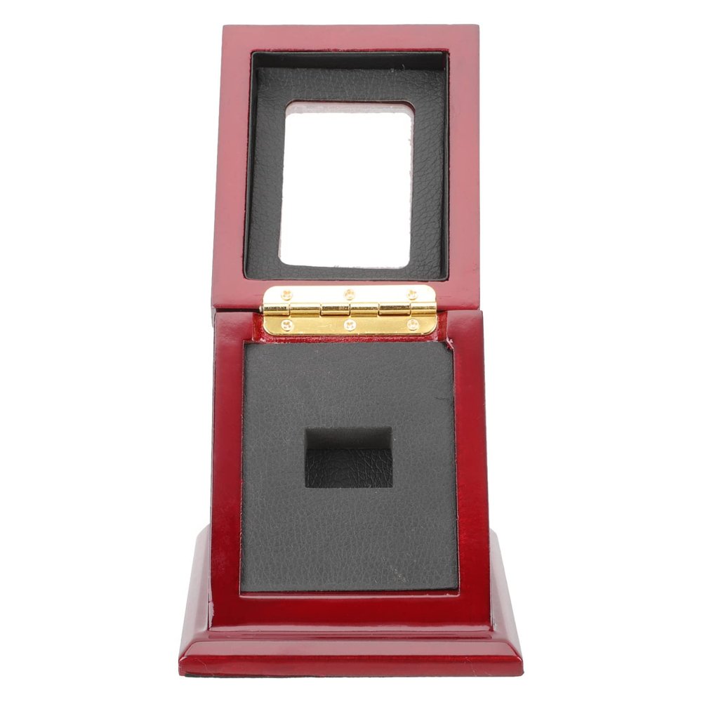 INOOMP Delicate Championship Ring Display Case Dark Red Ring Storage Box Lid for Collectors and Enthusiasts