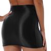 dPois Womens Shimmer Stretchy Micro Mini Skirt Oil Glossy High Waist Bandage Miniskirt Party Clubwear Black Medium view 4