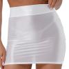 Alvivi Women Oil Shiny Casual High Waist Skirts Club Party Tights Pencil Mini Skirt Lingerie White X-Large view 1