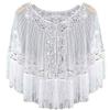 JOIZPAPA Fringed Bridal Evening Cape Beaded Sequin Deco 1920s Wraps Shawl Capelet Bolero Flapper Cover Up view 1