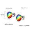 316L Stainless Steel Gay Lesbian Pride Rainbow Stud Earrings Round Triangle LGBT Rainbow Earrings Fashion Rainbow Ear Stud Earrings for Men Women-Style 2 view 2