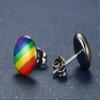 316L Stainless Steel Gay Lesbian Pride Rainbow Stud Earrings Round Triangle LGBT Rainbow Earrings Fashion Rainbow Ear Stud Earrings for Men Women-Style 2 view 3