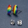 316L Stainless Steel Gay Lesbian Pride Rainbow Stud Earrings Round Triangle LGBT Rainbow Earrings Fashion Rainbow Ear Stud Earrings for Men Women-Style 2 view 4