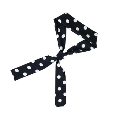 SYAYA Ties for Women, Self-tie Ribbon Long Bow Tie for Office lady & School Girls T-shir or Uniform Accessory (Z1 - Black Polka Dots)