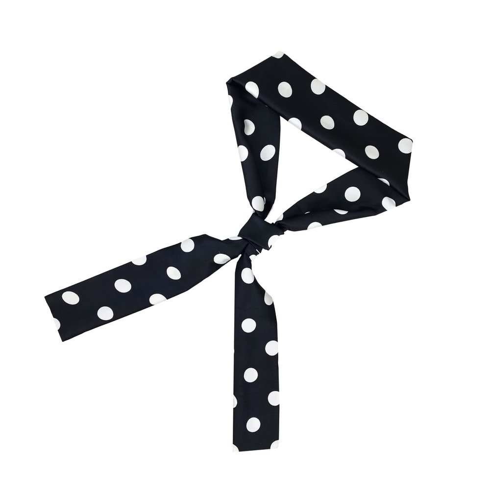 SYAYA Ties for Women, Self-tie Ribbon Long Bow Tie for Office lady & School Girls T-shir or Uniform Accessory (Z1 - Black Polka Dots)