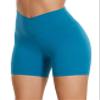CRZ YOGA Butterluxe Crossover Biker Shorts 5" - Criss Cross High Waisted Workout Yoga Buttery Soft Womens Super-Sonic Blue X-Small view 1
