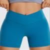 CRZ YOGA Butterluxe Crossover Biker Shorts 5" - Criss Cross High Waisted Workout Yoga Buttery Soft Womens Super-Sonic Blue X-Small view 3