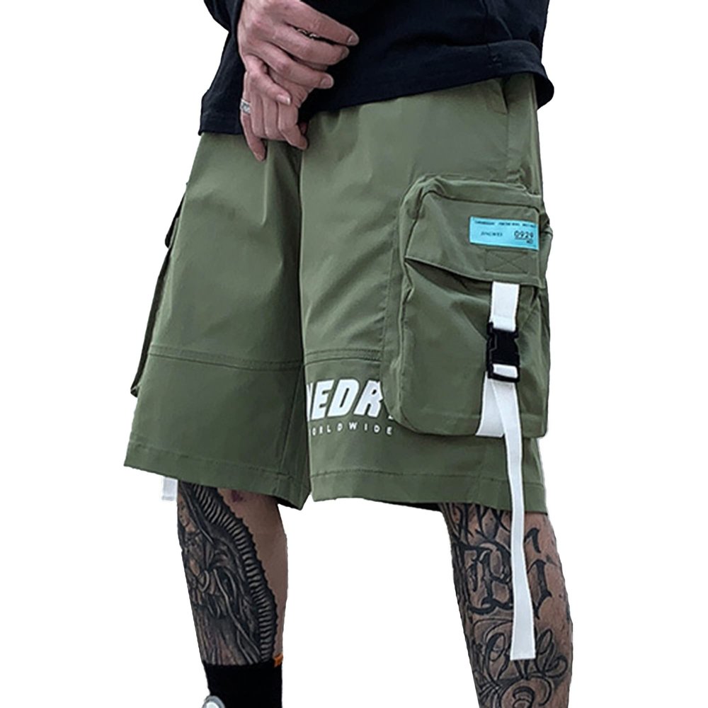 XYXIONGMAO Hip Hop Jogger Men's Casual Shorts Cargo Tactical Slacks Overalls Techwear Streetwear Athleisure Pants Sweatpants(Green,L)