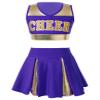Jizyo Girls Cheer Leader Costume Crop Top and Pleated Skirt Schoolgirl Cheerleading Dance Dress Halloween Party Fancy Outfits Purple 14 Years view 1