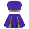 Jizyo Girls Cheer Leader Costume Crop Top and Pleated Skirt Schoolgirl Cheerleading Dance Dress Halloween Party Fancy Outfits Purple 14 Years view 2