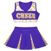 Jizyo Girls Cheer Leader Costume Crop Top and Pleated Skirt Schoolgirl Cheerleading Dance Dress Halloween Party Fancy Outfits Purple 14 Years view 3