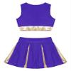 Jizyo Girls Cheer Leader Costume Crop Top and Pleated Skirt Schoolgirl Cheerleading Dance Dress Halloween Party Fancy Outfits Purple 14 Years view 4
