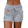 JOFOW Womens Summer Casual Print Shorts Lightweight Comfy Pajama Shorts Elastic White Sliding Shorts Softball Women (Grey, L) view 1