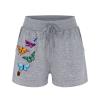 JOFOW Womens Summer Casual Print Shorts Lightweight Comfy Pajama Shorts Elastic White Sliding Shorts Softball Women (Grey, L) view 2