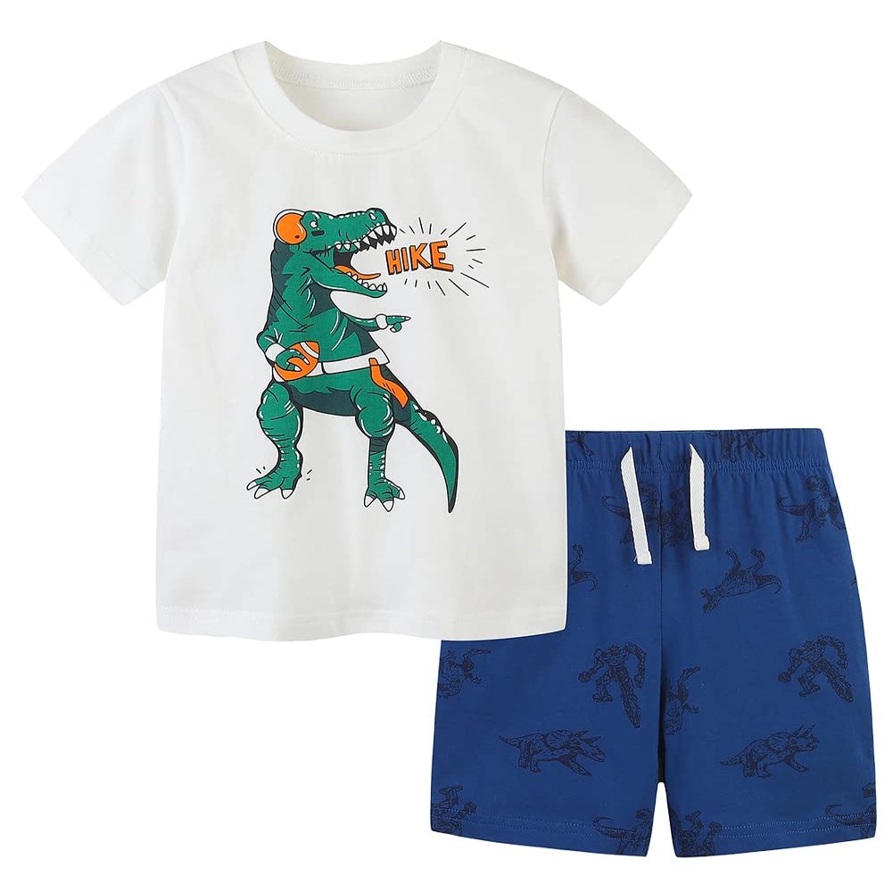 Urtrend Little Boys' Baby Toddler Kids Cotton Summer T-Shirt Shorts Set(6T,White3)