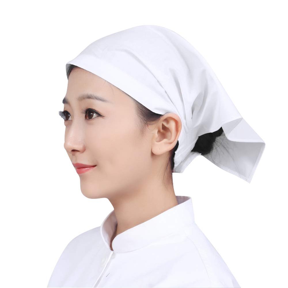 Chef Barista Hat Women Waitress Baker Triangular Hair Bandanna Adjustable Cook Uniform Turban Kitchen Restaurant Skull Cap