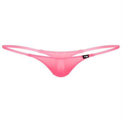 Fldy Men's Pouch G-Strings Cool Ice Silk Male Thong Swimwear Low Rise Tanga Briefs Underpants Pink X-Large
