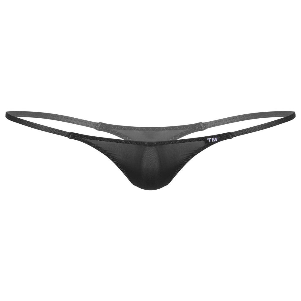 Fldy Men's Pouch G-Strings Cool Ice Silk Male Thong Swimwear Low Rise Tanga Briefs Underpants Black Large