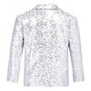 Loloda Kids Boys Shiny Sequins Tuxedo Suit Jacket Coat for Halloween Party Festival Dance Stage Performance Silver 14 Years view 2