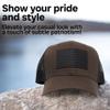 13 STRIPES American Flag Hat  Leather Patch Mesh Back American Flag Snapback Hat. Casual Unisex USA Flag Cap (Brown) view 2