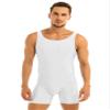 Sywiyi Men's Wrestling Singlet Leotard Sleeveless Stretchy Gym Workout One Piece Bodysuit Sportswear White Large view 1