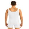 Sywiyi Men's Wrestling Singlet Leotard Sleeveless Stretchy Gym Workout One Piece Bodysuit Sportswear White Large view 2