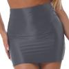 Alvivi Women Oil Shiny Casual High Waist Skirts Club Party Tights Pencil Mini Skirt Lingerie Grey Large view 1