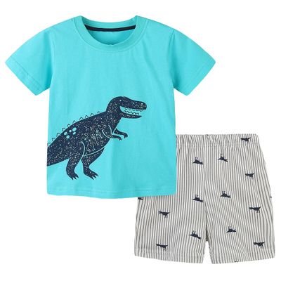 Urtrend Little Boys' Baby Toddler Kids Cotton Summer T-Shirt Shorts Set(4T,Blue3)