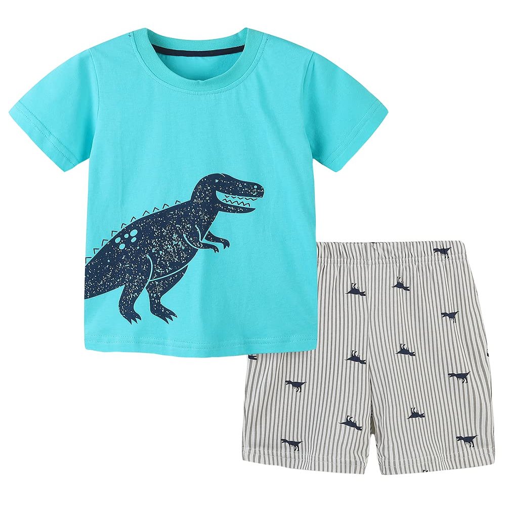 Urtrend Little Boys' Baby Toddler Kids Cotton Summer T-Shirt Shorts Set(4T,Blue3)