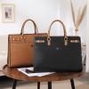 CLUCI Briefcase for Women Leather Laptop 15.6 Inch Business Ladies Work Computer Tote Bags Black view 2