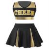 Jizyo Girls Cheer Leader Costume Crop Top and Pleated Skirt Schoolgirl Cheerleading Dance Dress Halloween Party Fancy Outfits Black 14 Years view 1