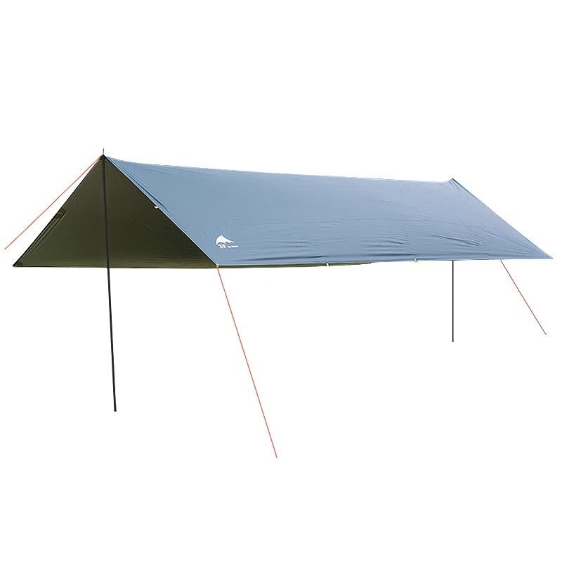 3F UL GEAR Ultralight 210T Silver Tarp Canopy Sunshade Outdoor Camping Hammock Rain Fly Beach Sun Shelter (3 * 5M, Green no Pole)