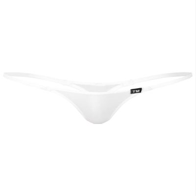 Fldy Men's Pouch G-Strings Cool Ice Silk Male Thong Swimwear Low Rise Tanga Briefs Underpants White X-Large