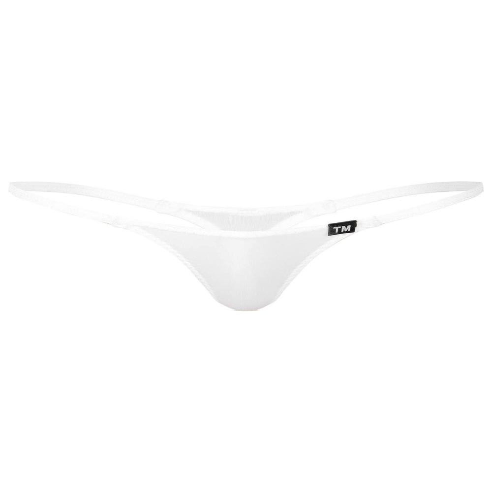 Fldy Men's Pouch G-Strings Cool Ice Silk Male Thong Swimwear Low Rise Tanga Briefs Underpants White X-Large
