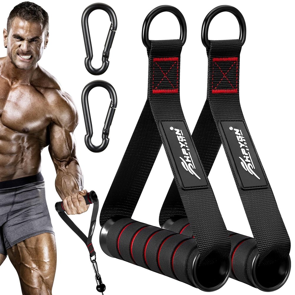 2.8LB Weighted Jump Rope and Red Exercise Handle, Skipping Ropes for Gym Training, Home Workout, Working Out Handle for Pilates, Yoga, Strength Trainer, Pull Down Home Gym