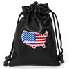 American Flag Golf Valuables Pouch Bag with Drawstrings - Pu Leather Golf Tee Pouch for Men Black